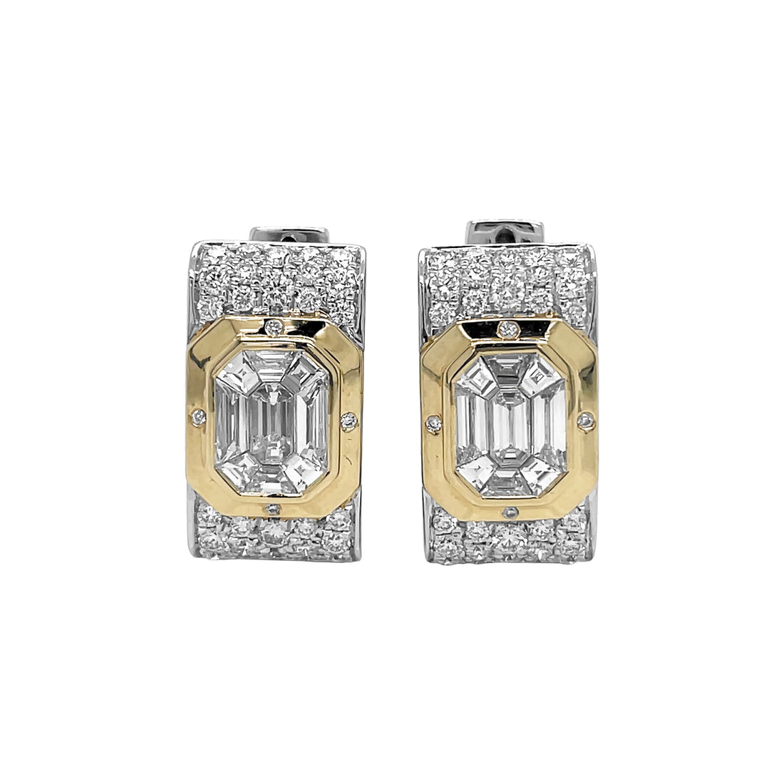 18kt White and Yellow Gold Diamond Earrings