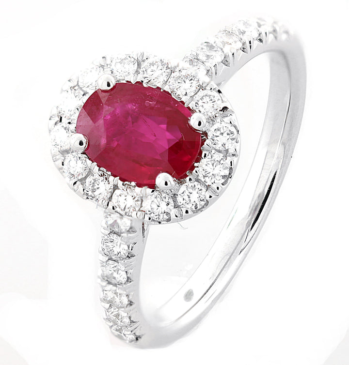 18kt White Gold Diamond And Ruby Ring