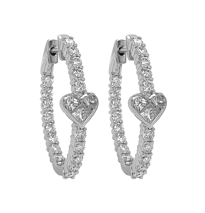18kt White Gold Diamond Hoops