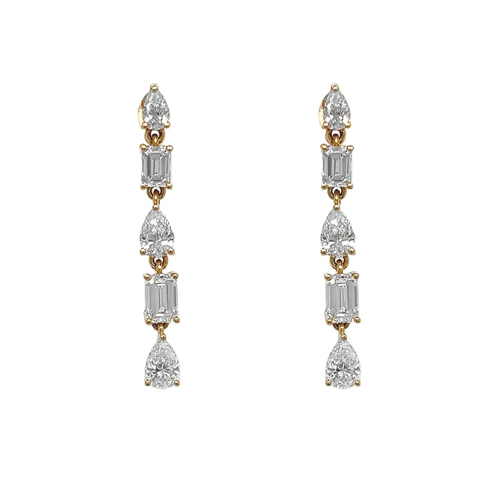 18kt Yellow Gold Diamond Dangling Earrings