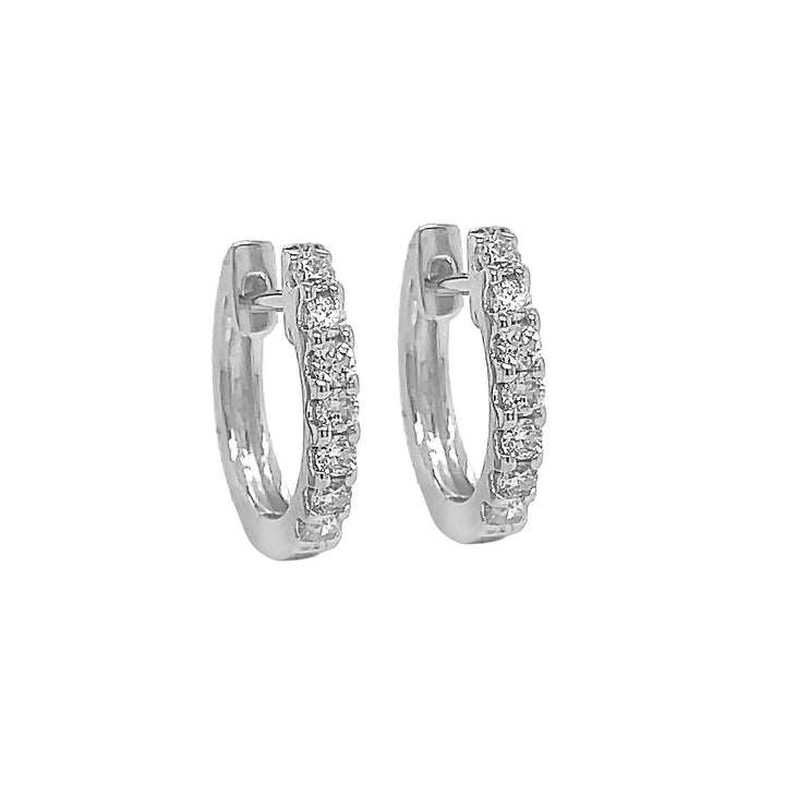 14kt White Gold Diamond Huggie Earrings