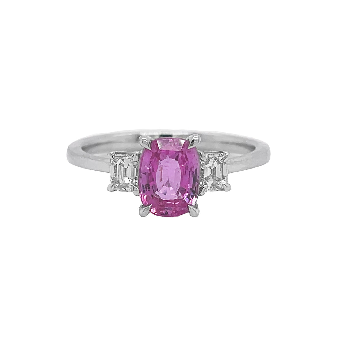 18kt White Gold Diamond and GIA Certified Pink Sapphire Ring