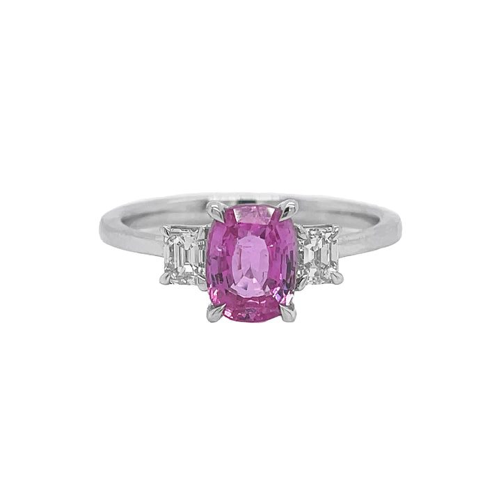 18kt White Gold Diamond and Pink Sapphire Ring