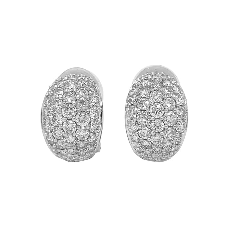 18kt White Gold Diamond Huggie Earrings