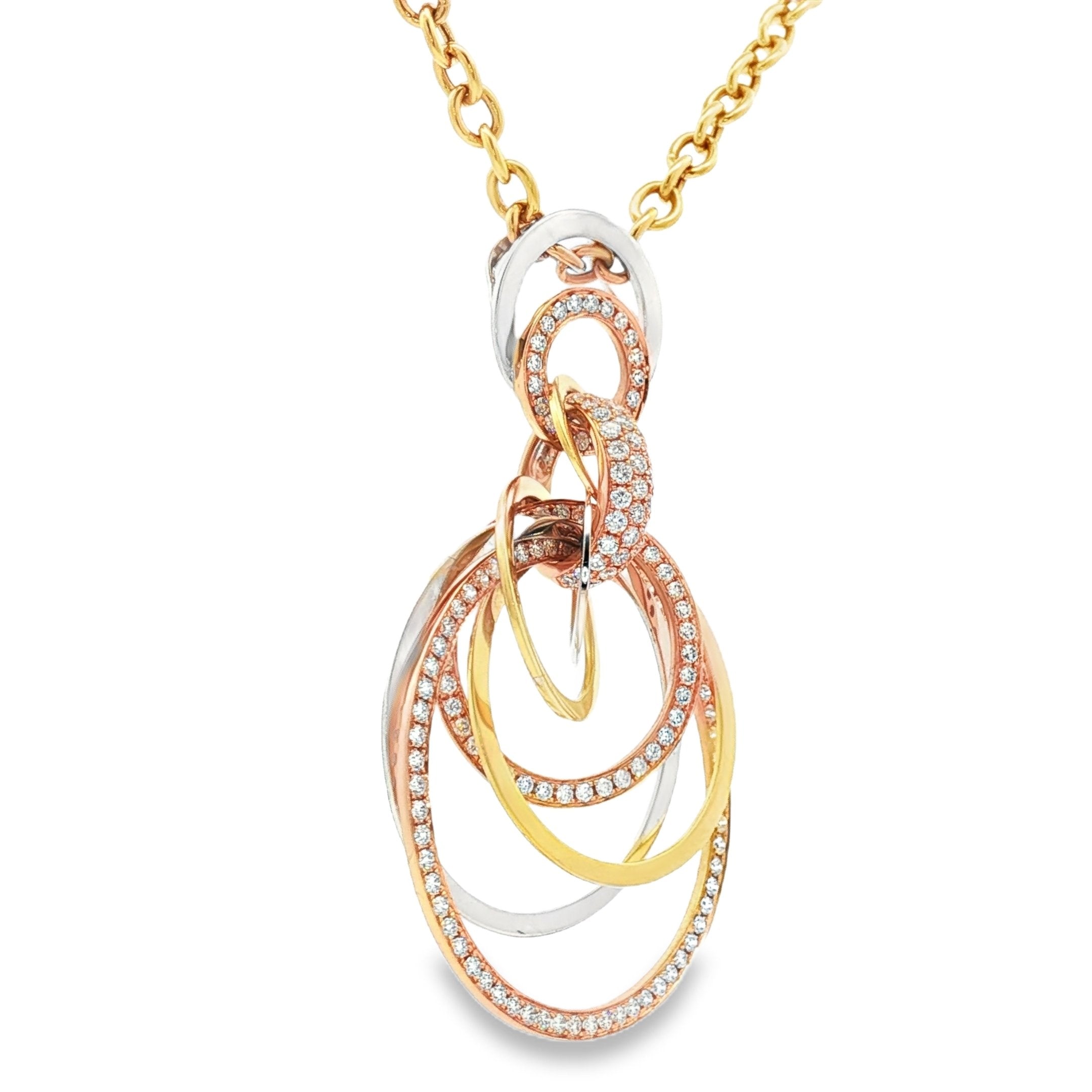 18kt Tri Gold Diamond Necklace