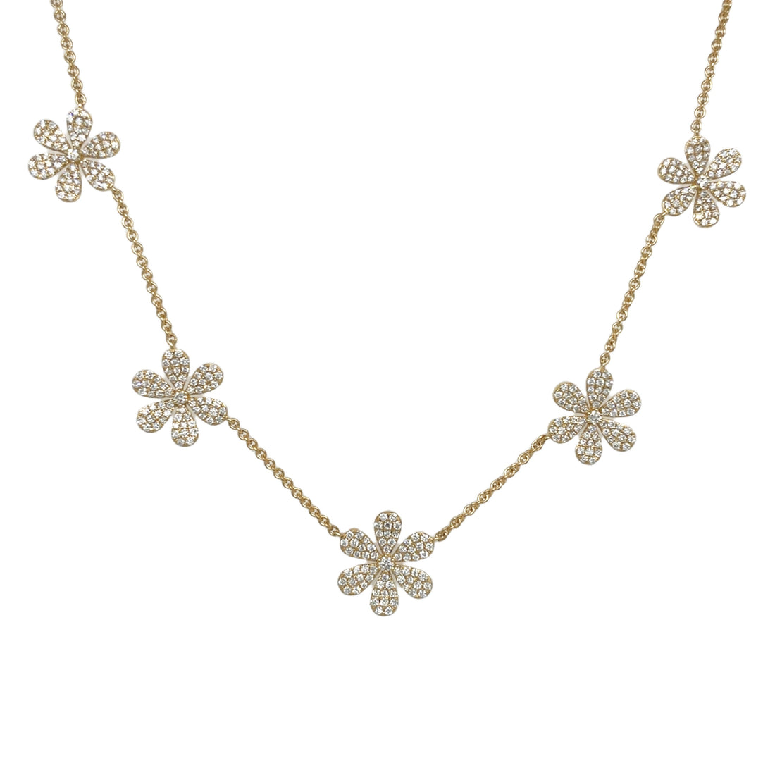 18kt Yellow Daimond Flower Necklace