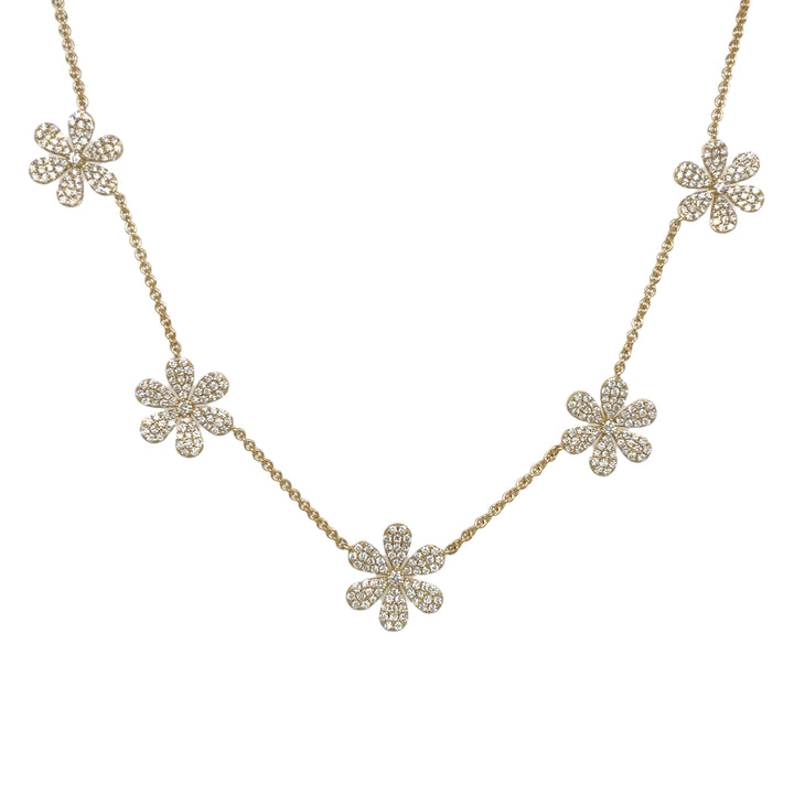 18kt Yellow Daimond Flower Necklace