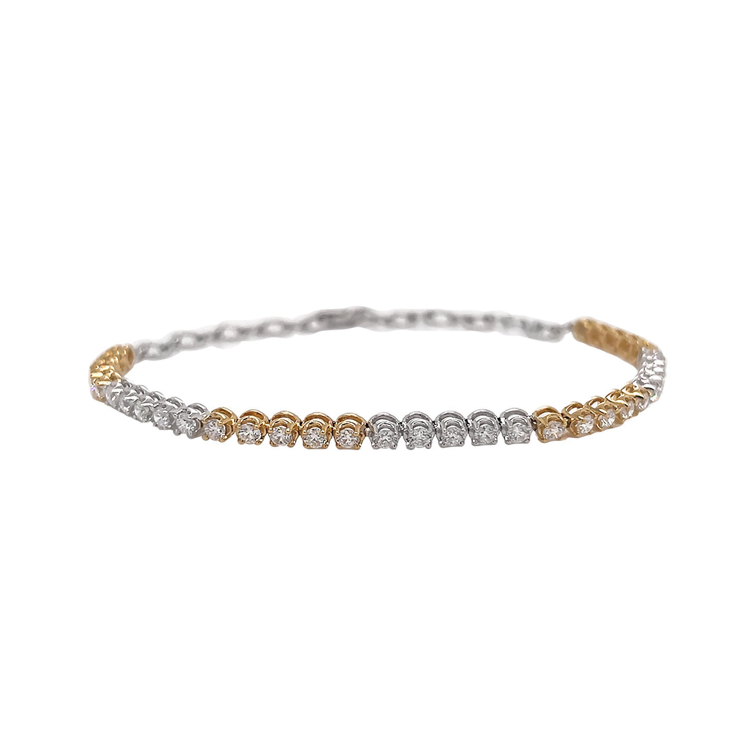 18Kt White and Yellow Gold Diamond Tennis Bracelet