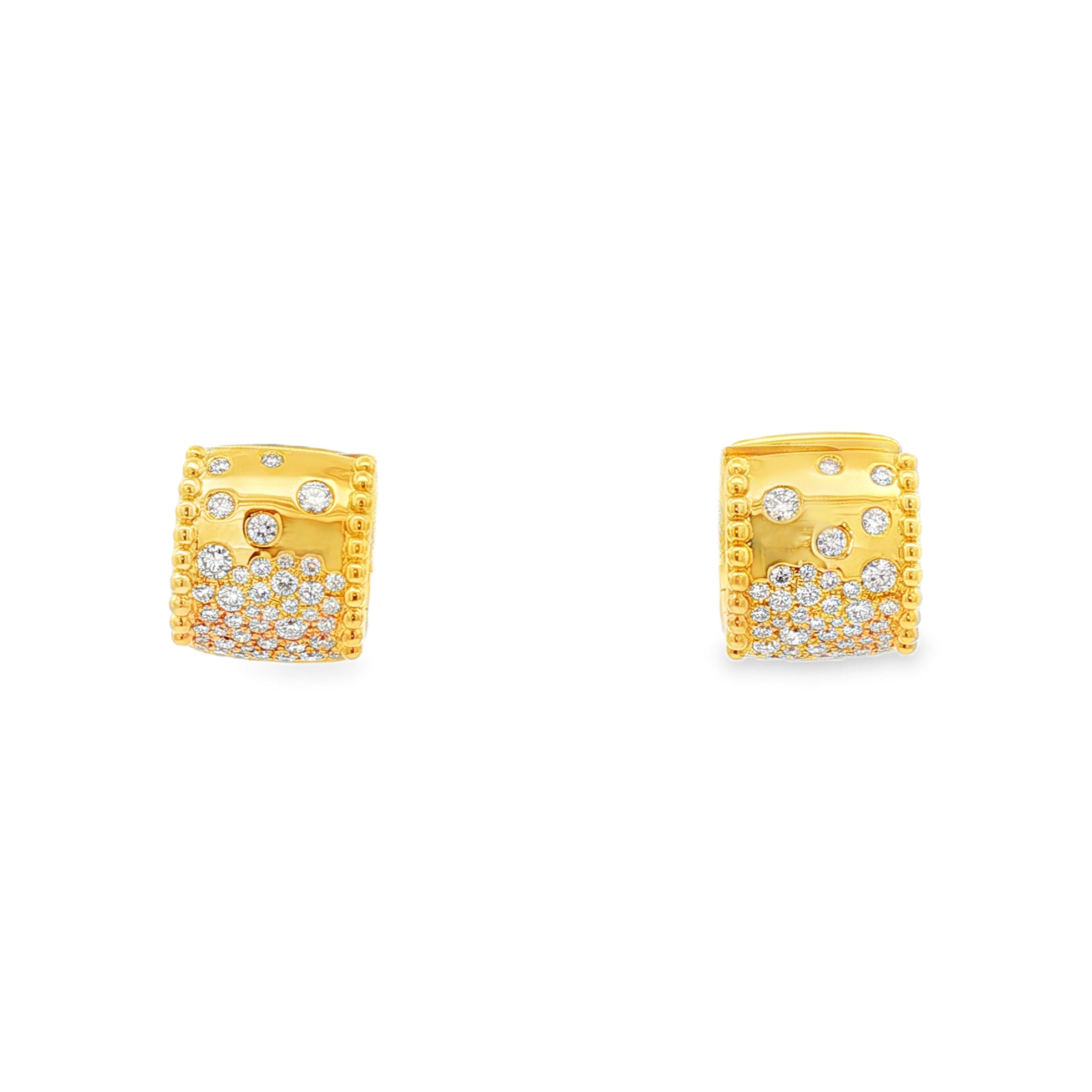 18kt Yellow Gold Diamond Huggie Earring