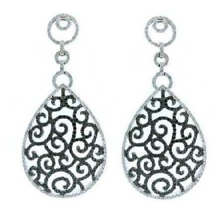 18kt White Gold Black Diamonds Dangling Earrings