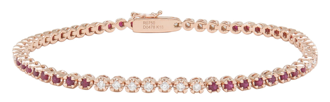 18kt Rose Gold Diamond and Ruby Tennis Bracelet