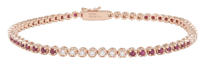 18kt Rose Gold Diamond and Ruby Tennis Bracelet