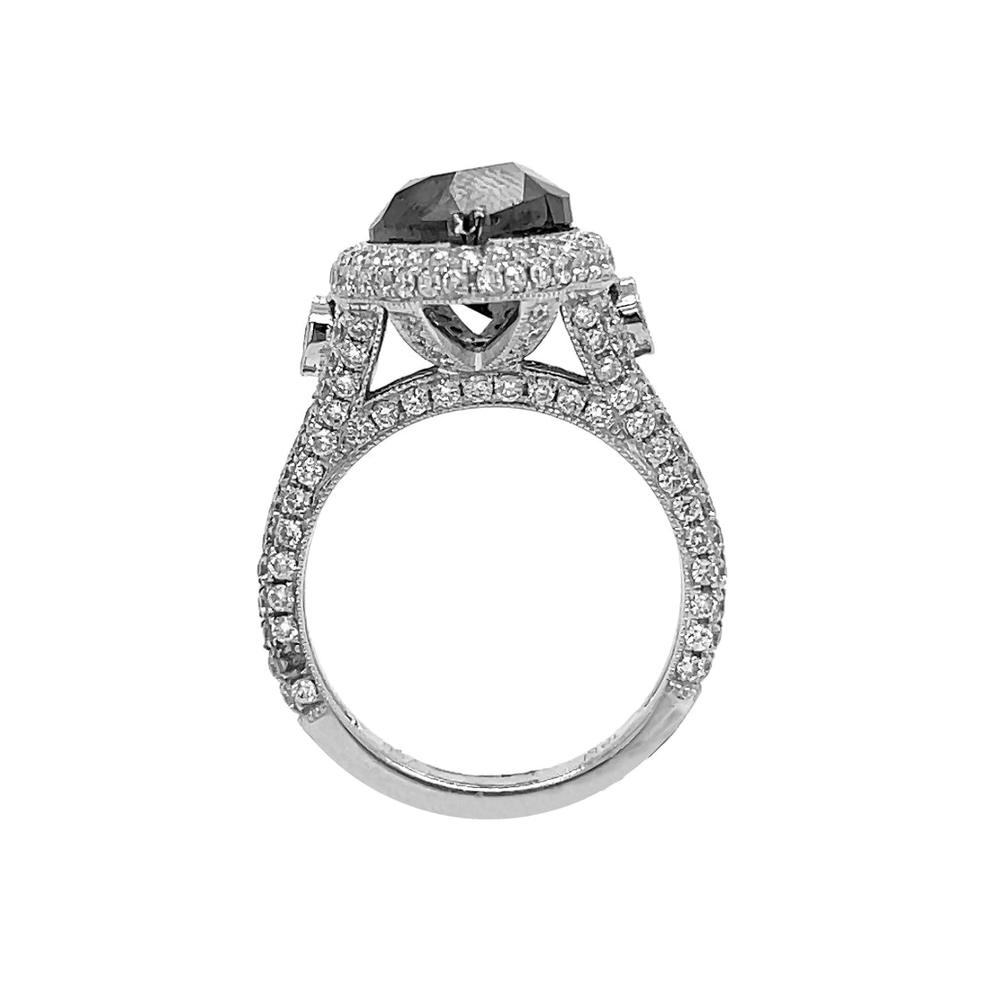 18kt White Gold Diamond and Black Diamond Ring