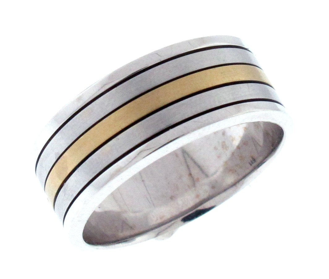 14kt White And Yellow Gold Men's Wedding Band