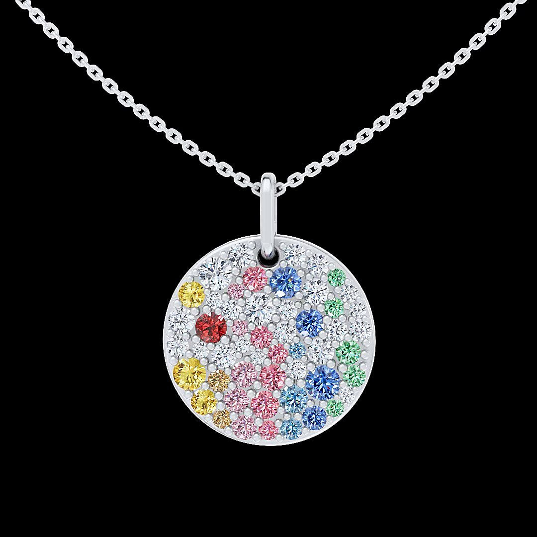 14kt White Gold Lab Diamond And Ruby Pendant