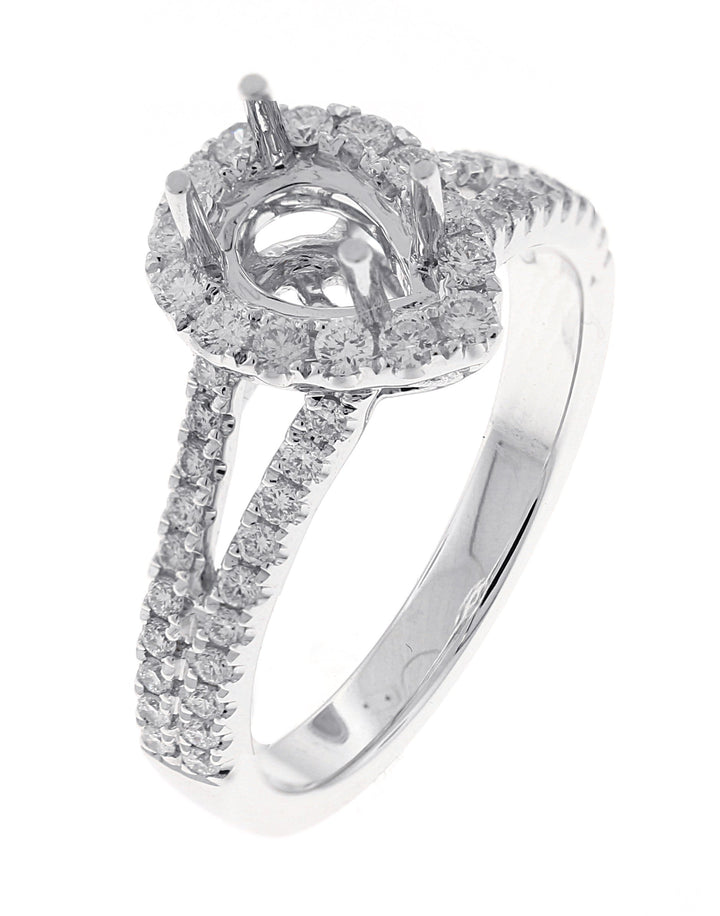 18kt White Gold Diamond Halo Semi Mount