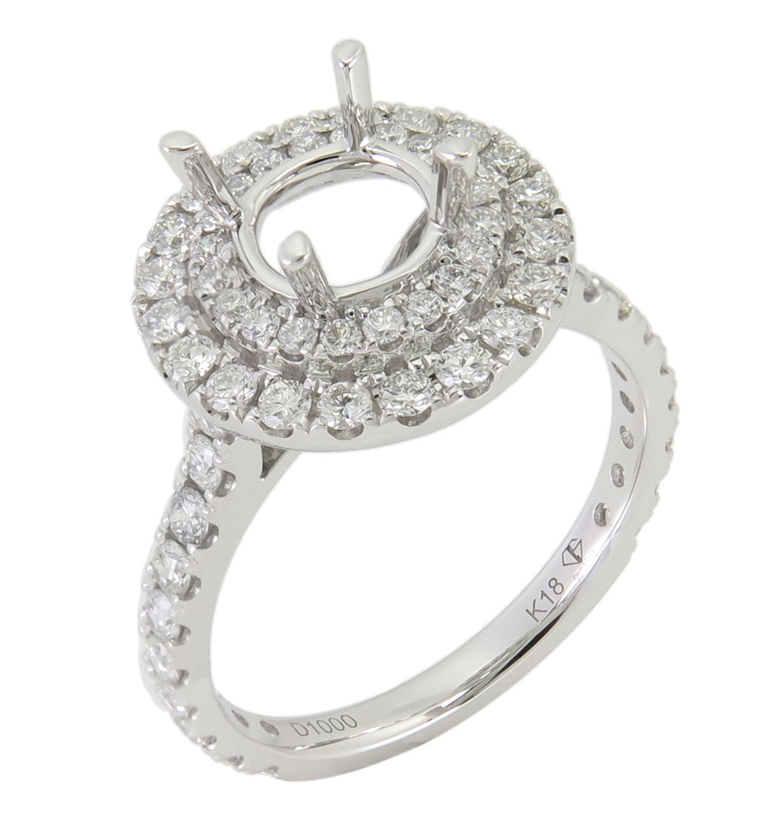 18kt White Gold Diamond Double Halo Semi-mount