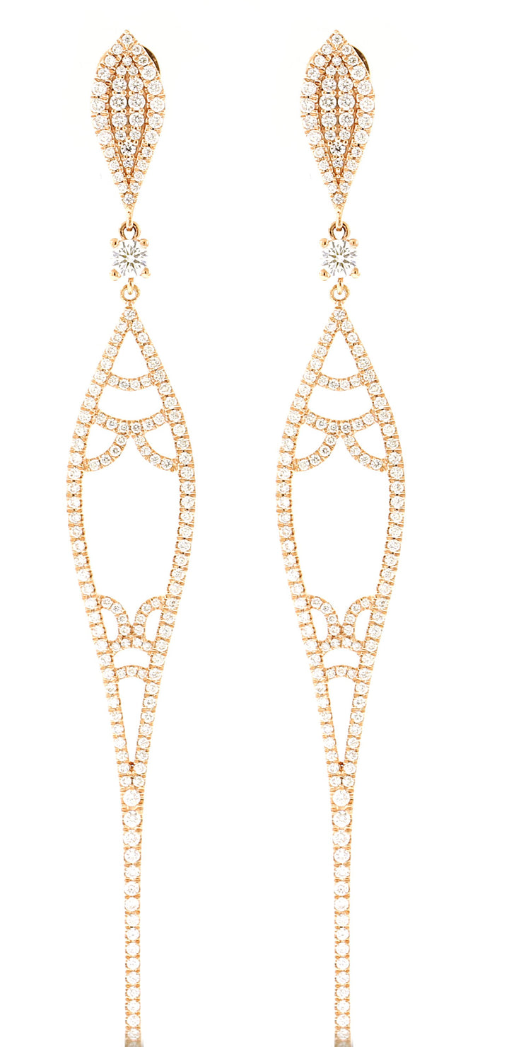 18kt Rosa Gold Diamond Dangling Earrings