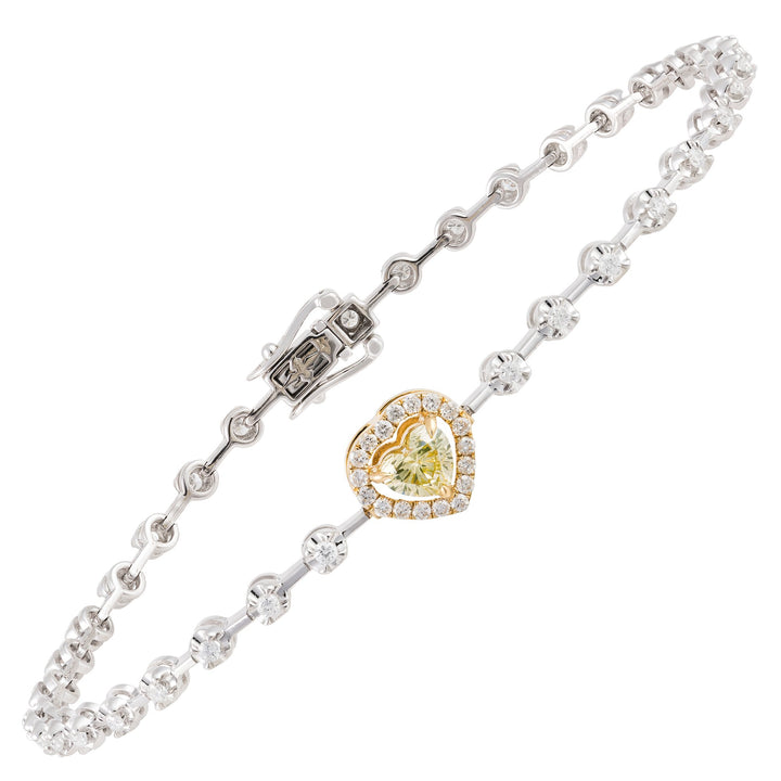 18kt White and Yellow Gold Diamond and Yellow Diamond Tennis Bracelet