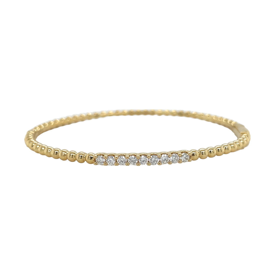 18kt Yellow Gold Diamond and Beaded Bangle