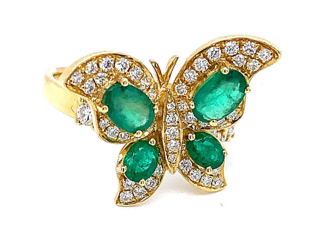 18kt Yellow Gold Diamond and Emerald Ring