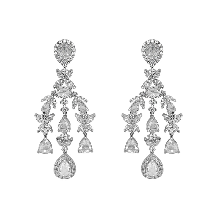 18kt White Gold Diamond Dangling Earrings