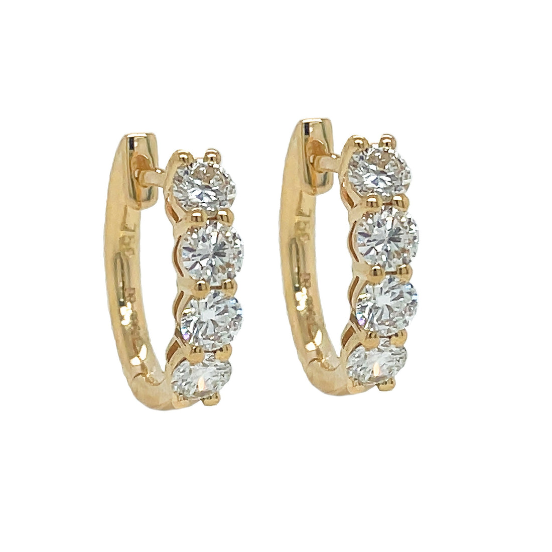 18kt Yellow Gold Diamond Huggie Earrings