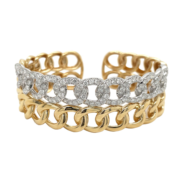 18kt Yellow and White Gold Diamond Link Bangle