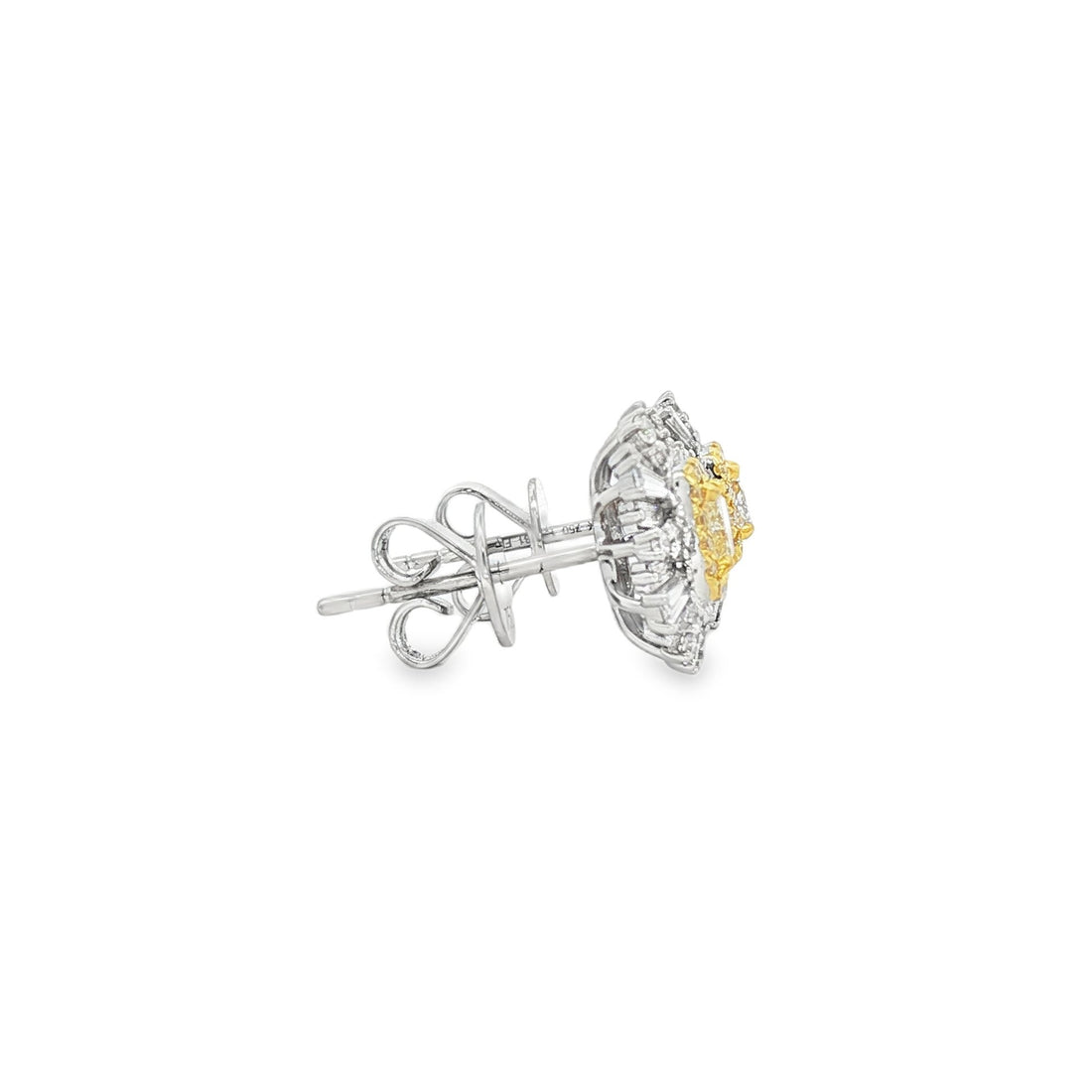 18kt Yellow And White Gold Diamond And Yellow Diamond Earrings