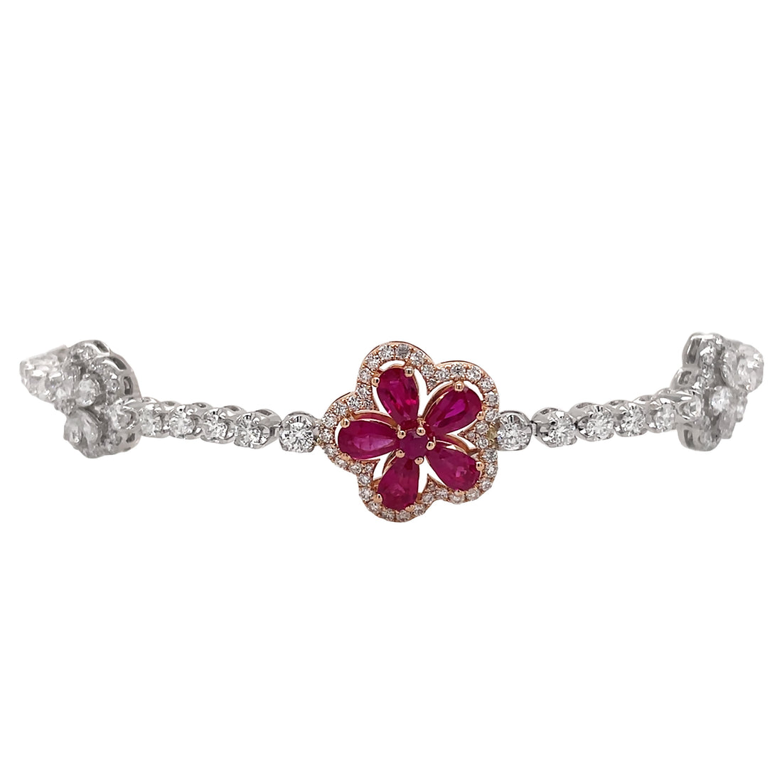 18kt White Gold Diamond And Ruby Bracelet