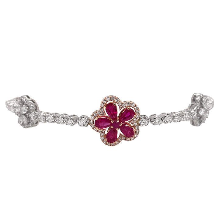 18kt White Gold Diamond And Ruby Bracelet