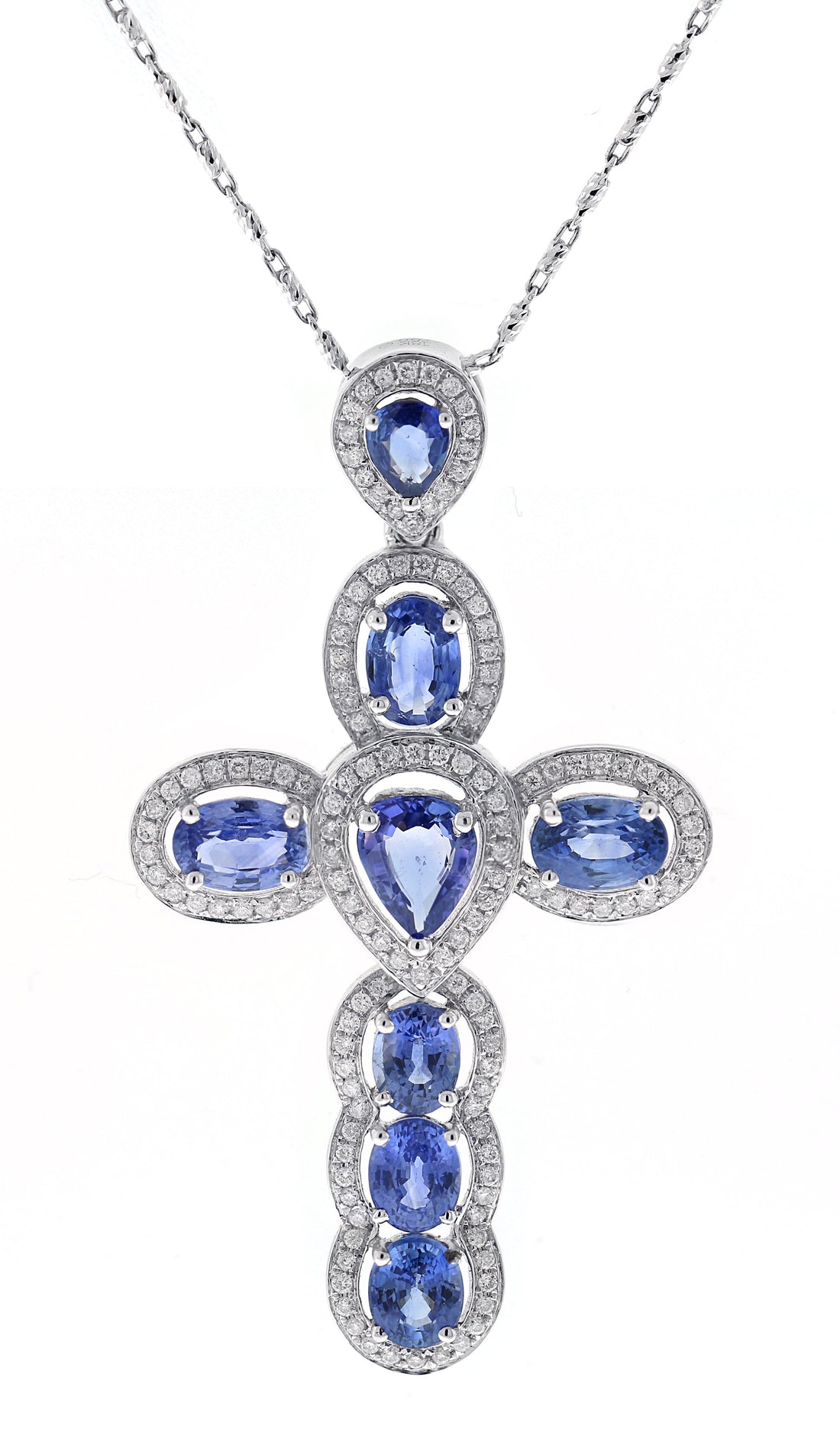 18kt White Gold Sapphire and Diamond Cross