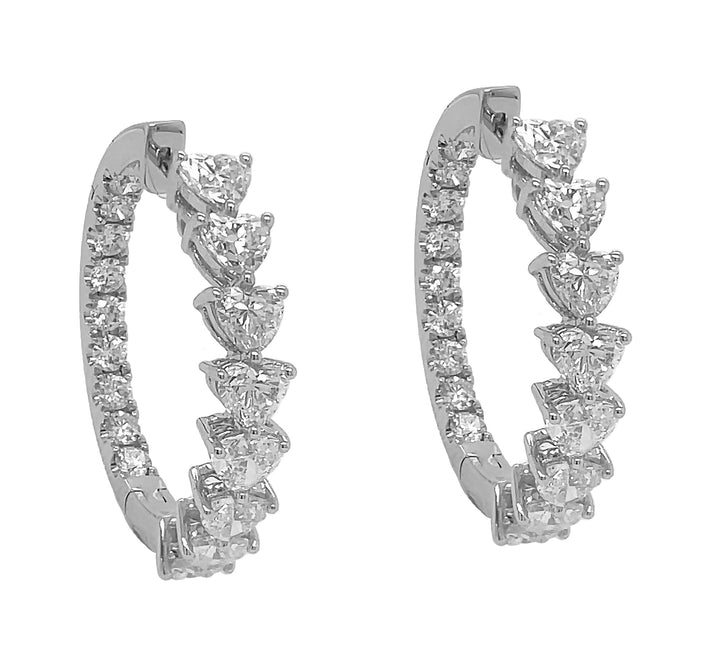 18kt White Gold Diamond Hoops