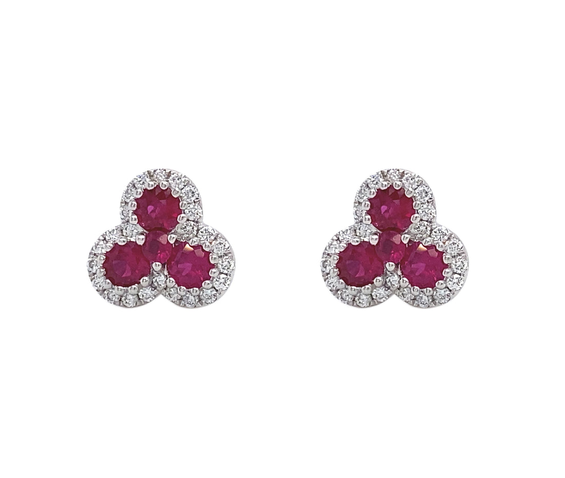 18kt White Gold Diamond And Ruby Earrings