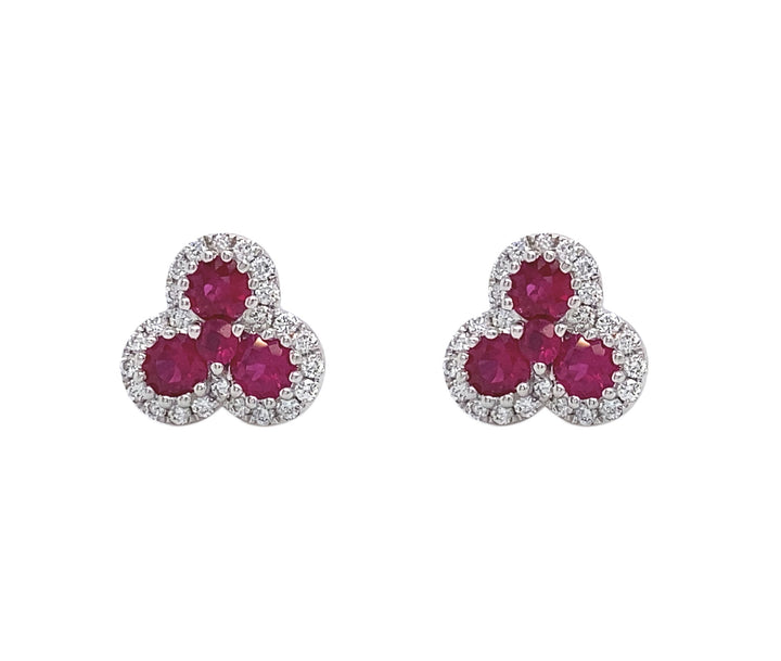 18kt White Gold Diamond And Ruby Earrings