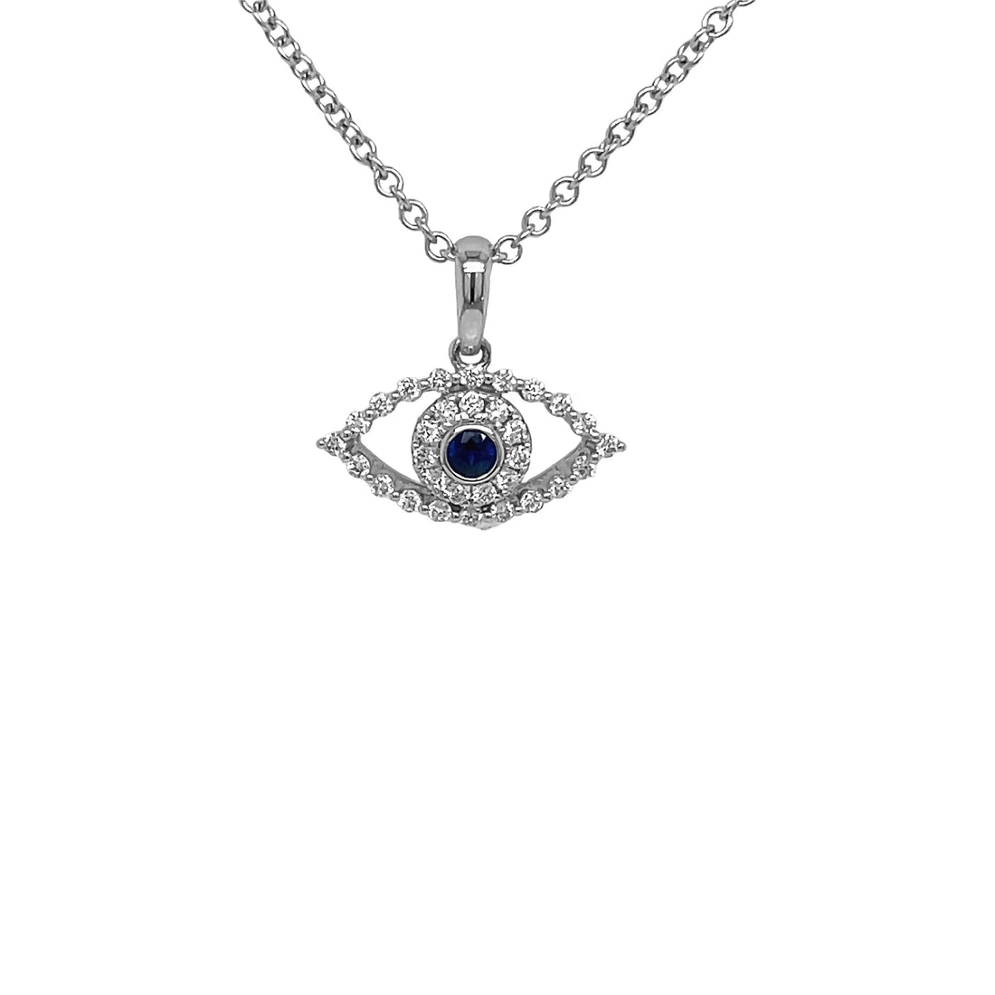 18kt White Gold Diamond and Blue Sapphire Pendant