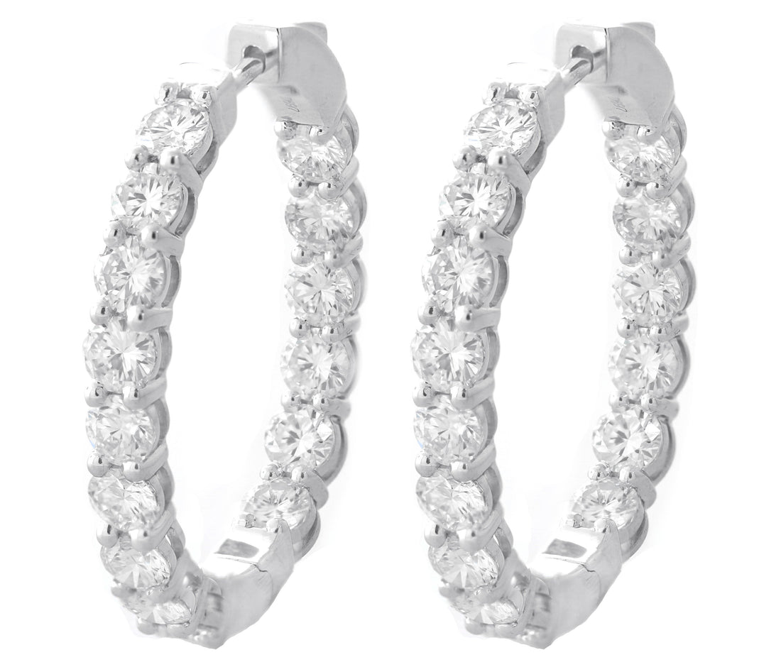 18kt White Gold Diamond Hoops