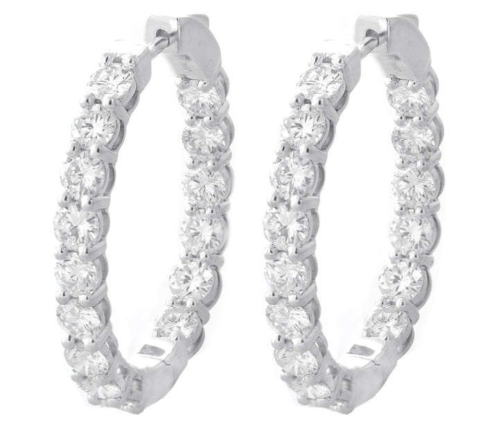 18kt White Gold Diamond Hoops