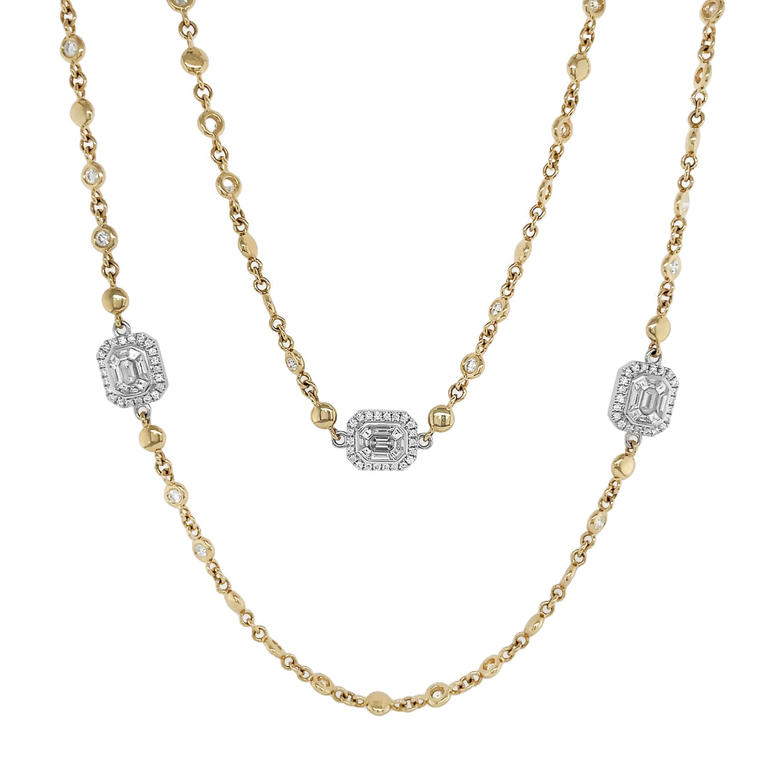 18kt Yellow and White Gold Diamonds-by-the Yard Necklace