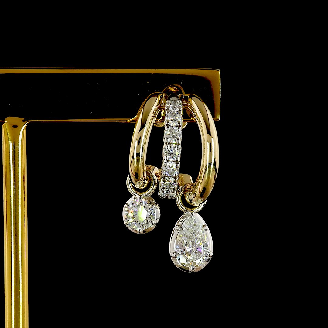 14kt Yellow And White Gold Lab Diamond Earrings