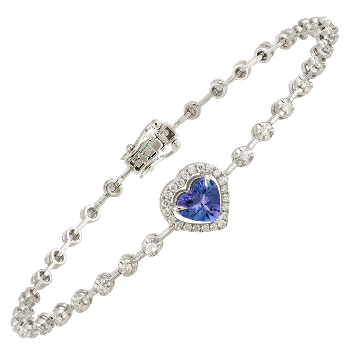 18kt White Gold Diamond and Blue Sapphire Tennis Bracelet
