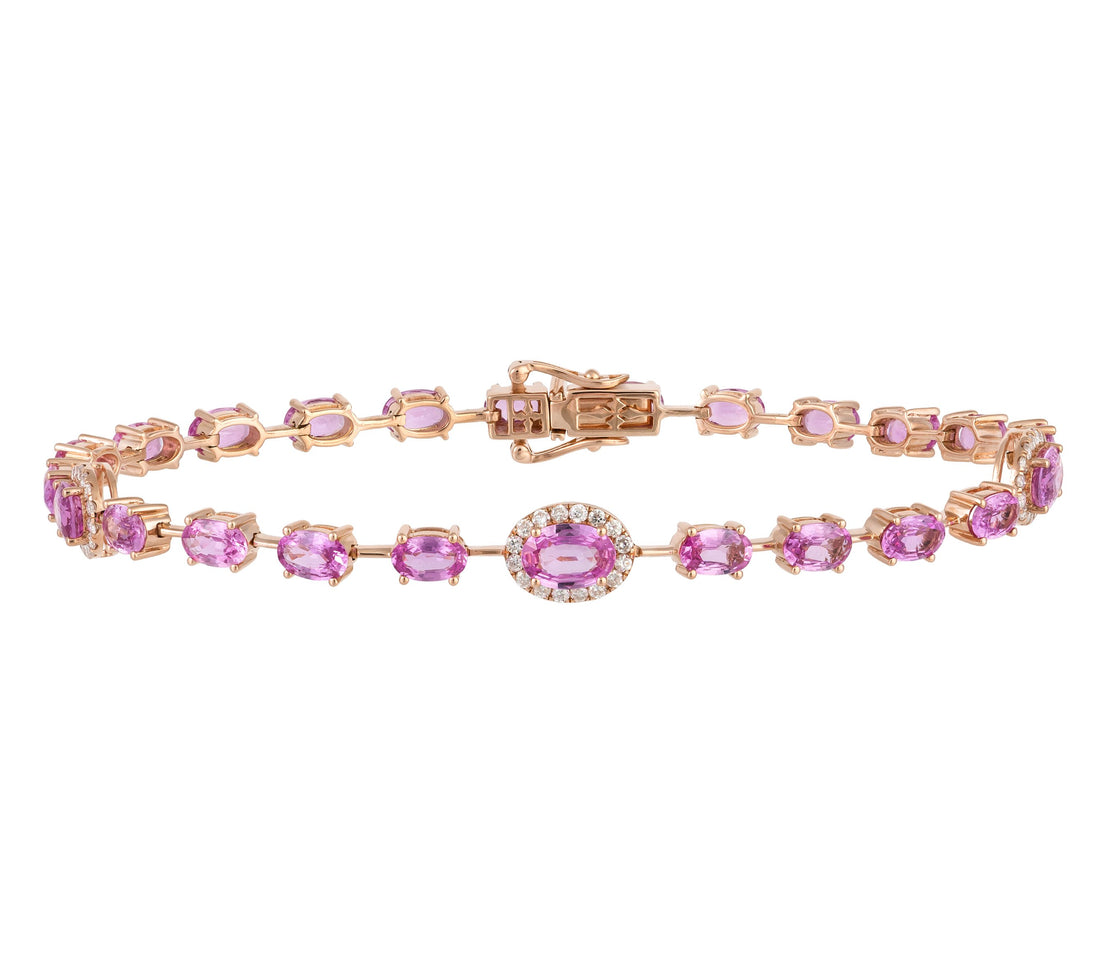 18kt Rose Gold Diamond And Sapphire Bracelet