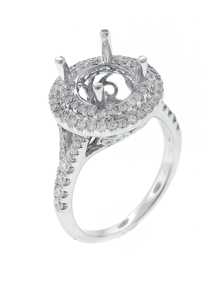 18kt White Gold Diamond Halo Semi Mount