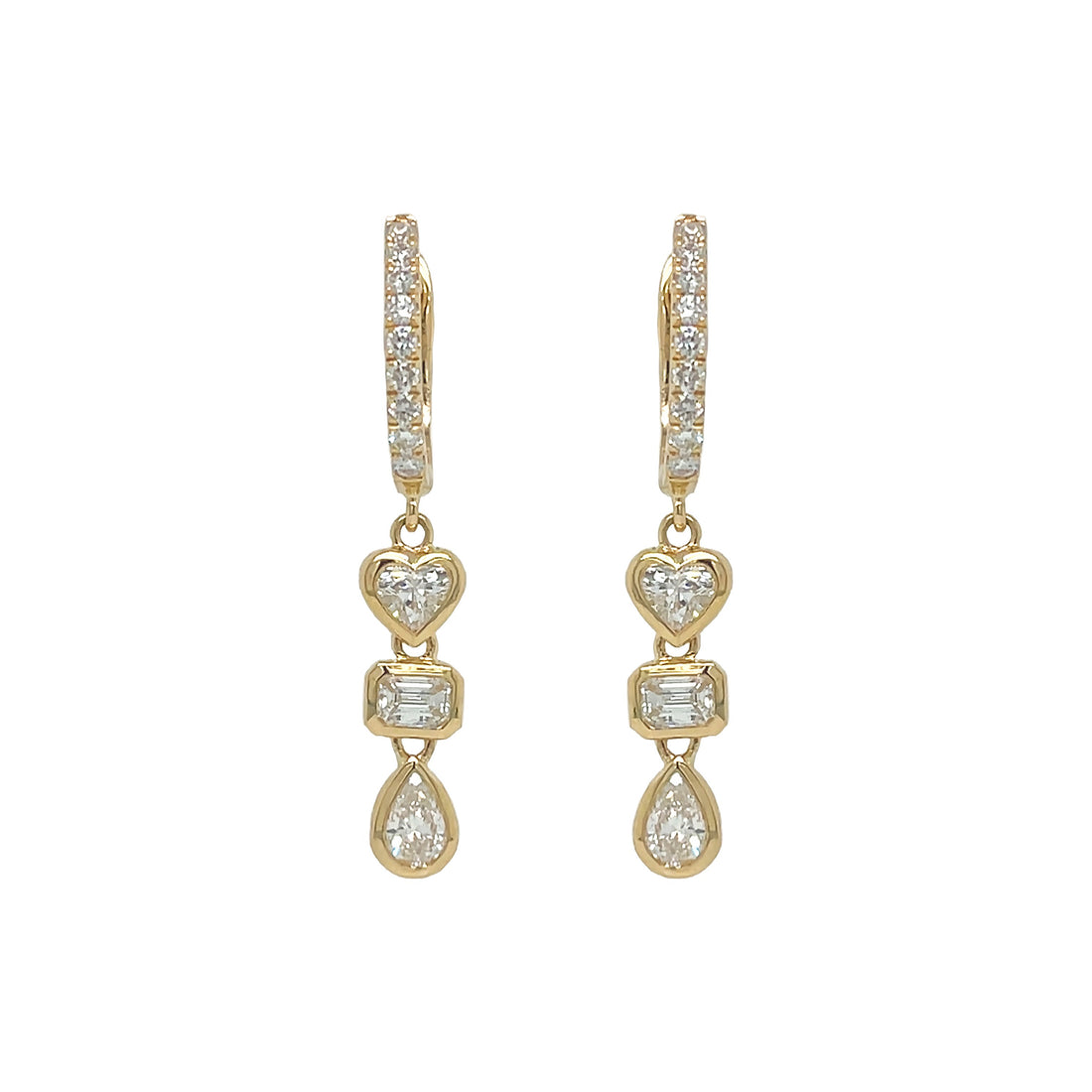 18kt Yellow Gold Diamond Dangling Earrings