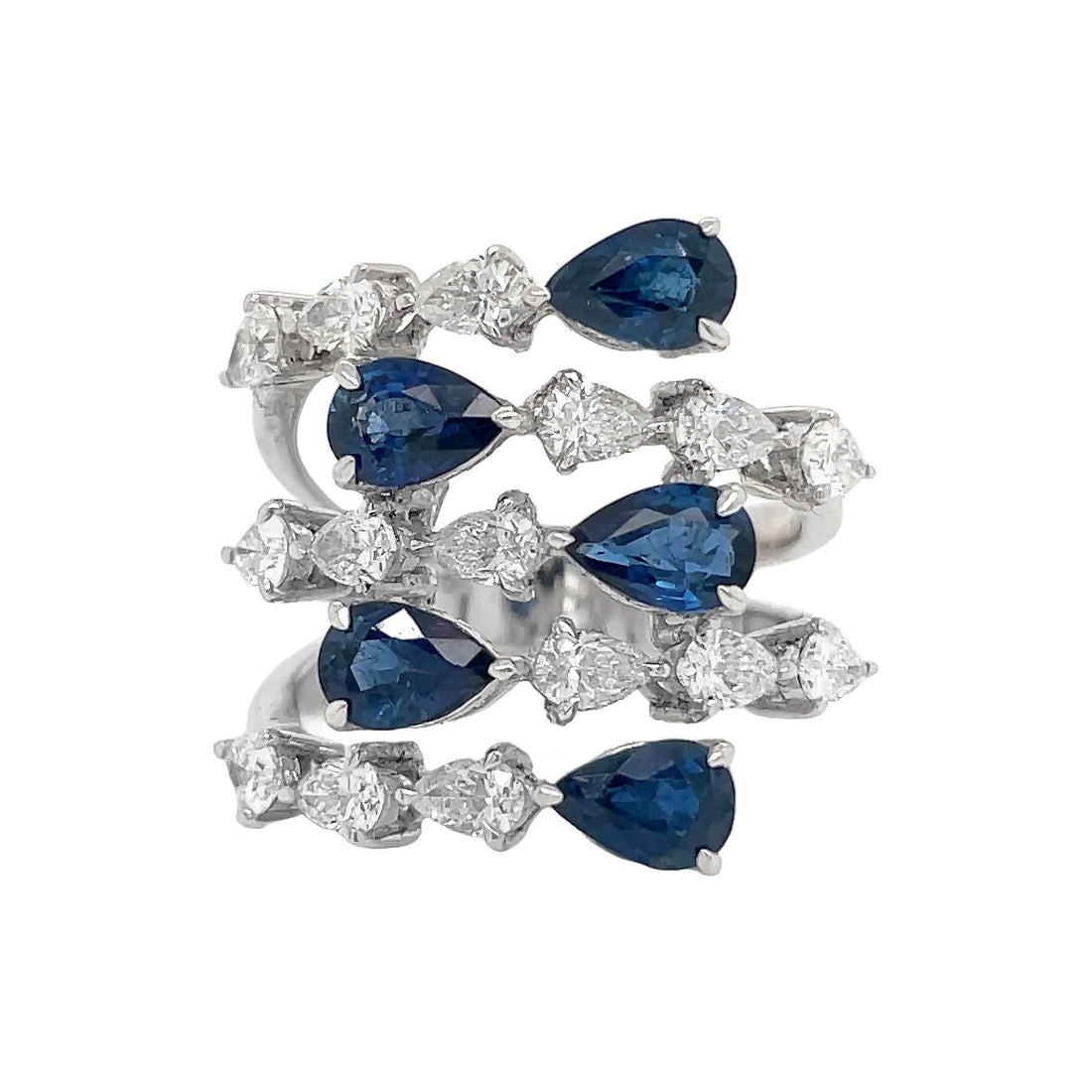 18kt White Gold Diamond and Blue Sapphire Ring