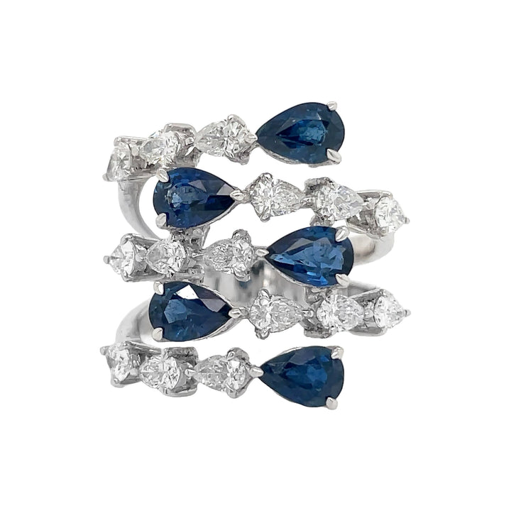 18kt White Gold Diamond and Blue Sapphire Ring