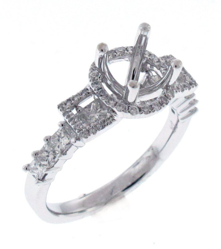 18kt White Gold Diamond Halo Semi Mount