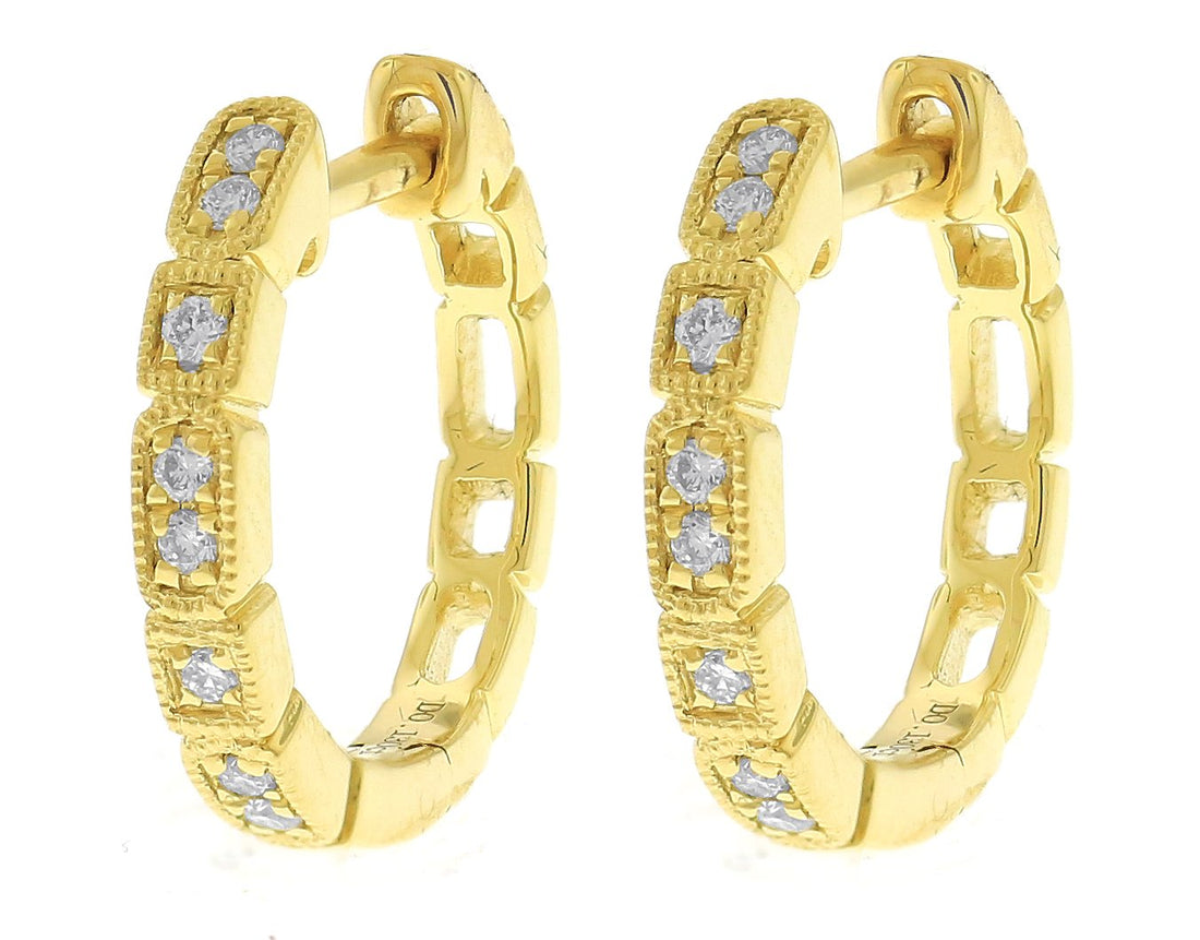 18kt Yellow Gold Diamond Huggie Earrings