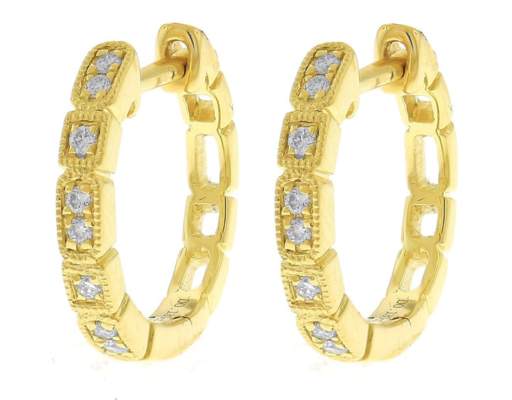 18kt Yellow Gold Diamond Huggie Earrings