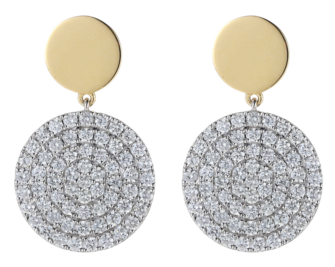 18kt Yellow and White Gold Diamond Dangling Earrings